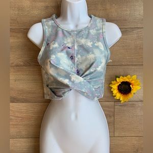 Wildfox Sweat Women’s Small Blue Tie Dye Melange Twist Crop Top